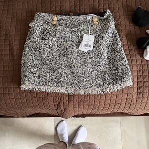 Walter Baker Black and White Tweed Mini Skirt